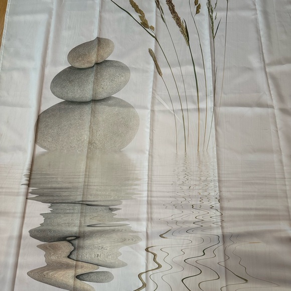 Rock and Wheat Print Shower Curtain with Shower Hooks - Picture 2 of 5